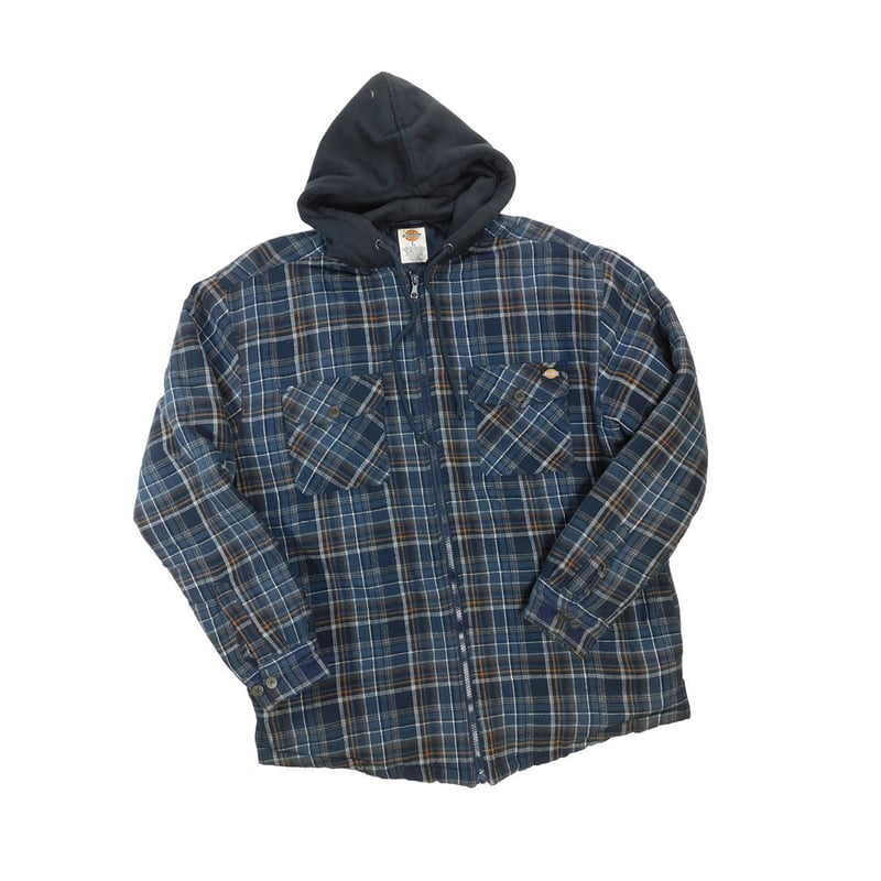 USED "DICKIES" HOODED ZIP UP FRANNEL SHIRT | DA