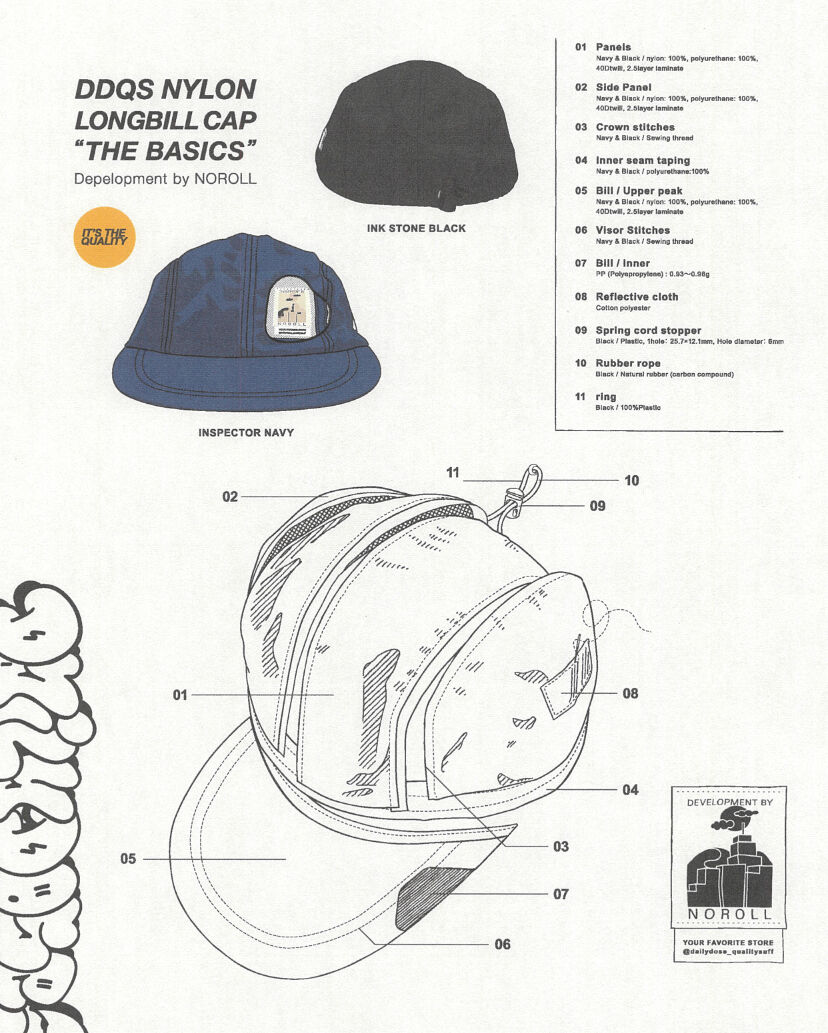 帽子 DDQS NYLON LONG BILL CAP NOROLL NYLON LONG BILL CAP Made by NOROLL | DAILY DOSE