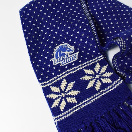 USED "BOISE STATE BRONCOS" FOOTBALL FRINGE SCARF