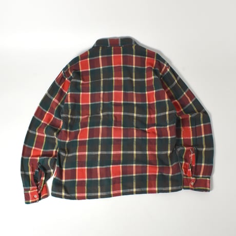 VINTAGE 60-70'S "MANHATTAN" COTTON FLANNEL OPEN COLLAR SHIRT