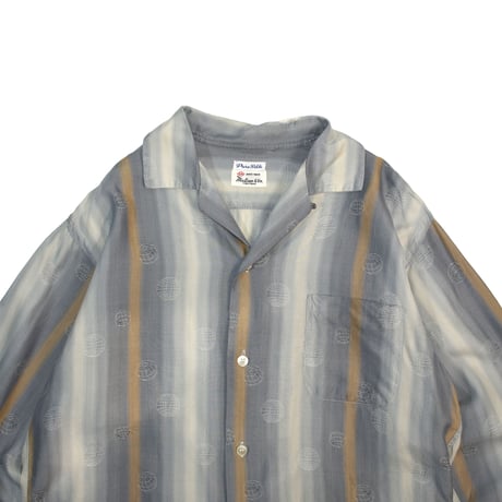 USED "MATSUO & CO."  SILK PATTERN OPEN COLLAR SHIRT