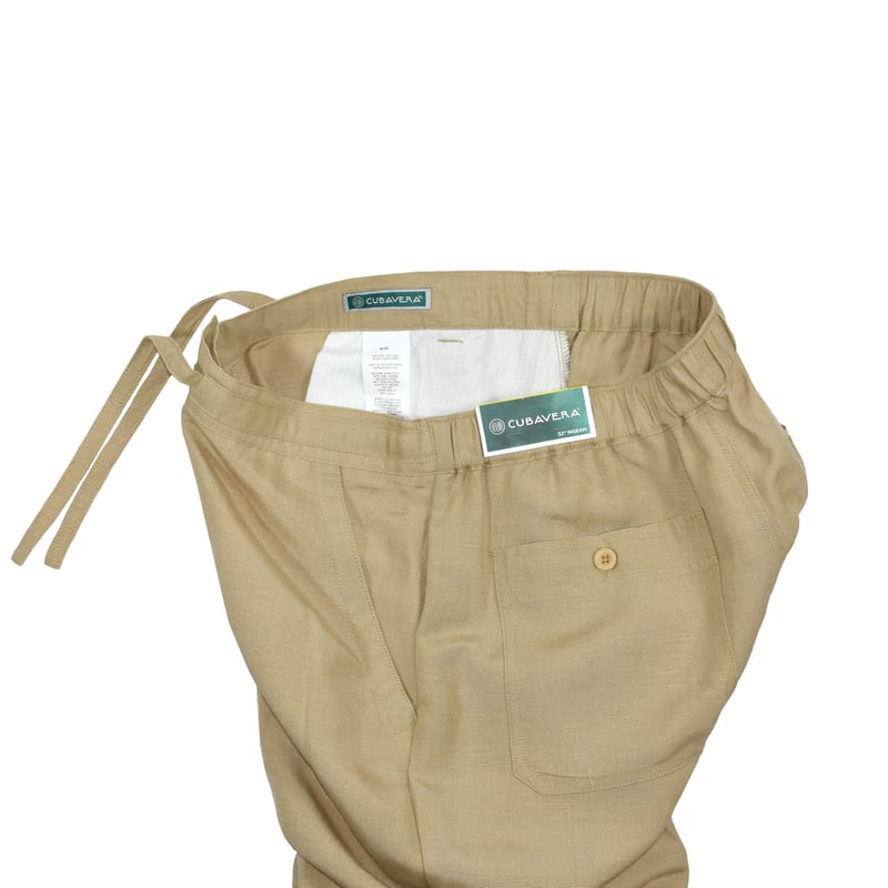CUBAVERA タック リネンパンツ ホワイト(メンズ W34 CUBAVERA リネンパンツ L32)中古 古着 U7573 CUBAVERA ブラック イージーパンツ M