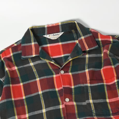 VINTAGE 60-70'S "MANHATTAN" COTTON FLANNEL OPEN COLLAR SHIRT