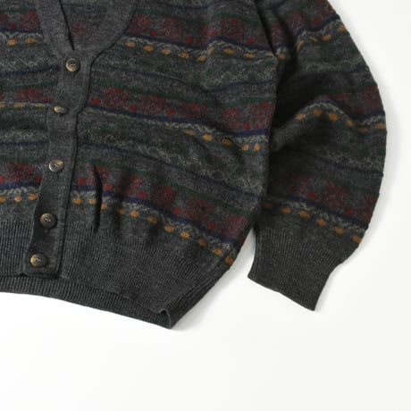 USED "JOHN ASHFORD" PLAID CARDIGAN