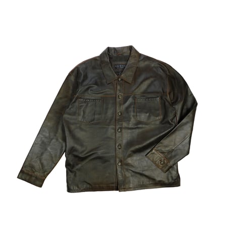 USED "GUESS CLASSIC" LEATHER SHIRT JACKET