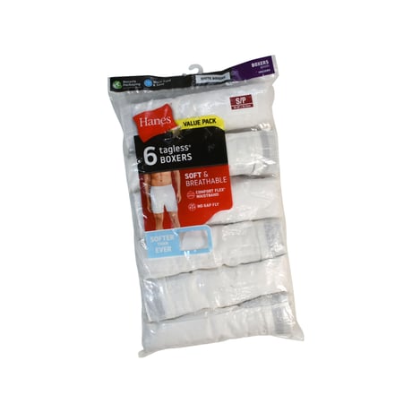 "HANES / 6 TAGLESS BOXERS"