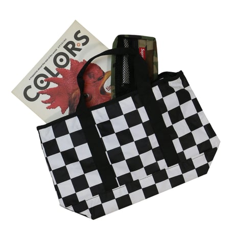 UNKNOWN NYLON CHECKER TOTE BAG