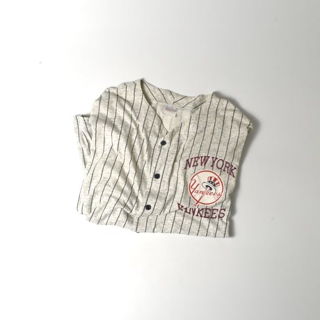 USED 90'S "NEW YORK YANKEES" STRIPE BASEBALL SHIRT