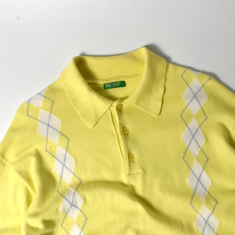 USED "UNUTED COLORS OF BENETTON" COTTON KNIT S/S POLO SHIRT