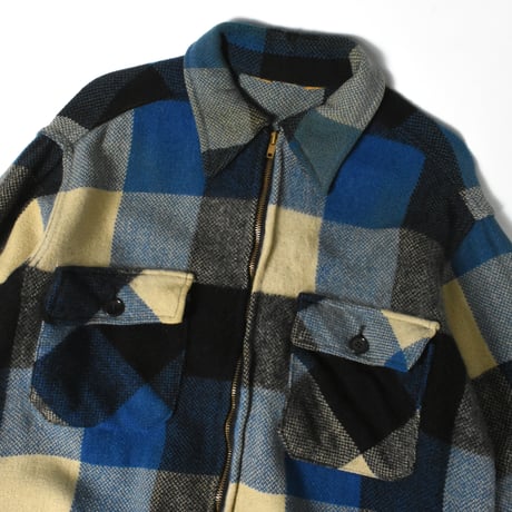 VINTAGE 50-60'S UNKNOWN ZIP UP WOOL SHIRT JACKET
