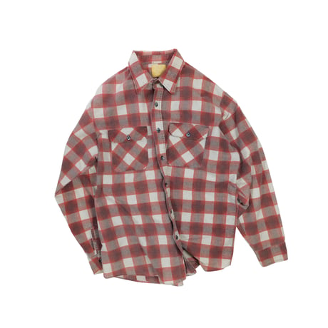 70'S "SEARS" CHECK PATTERN PRINT FLANNEL SHIRT