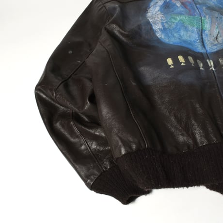 USED 70'S "THE LEATHER SHOP / BOMBIN BETTY" COW LEATHER JACKET