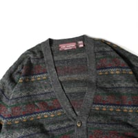 USED "JOHN ASHFORD" PLAID CARDIGAN