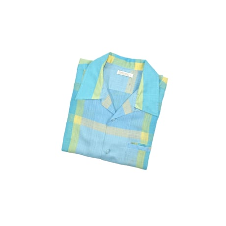 VINTAGE 60-70'S "OVEN SET" OPEN COLLAR PLAID SHIRT