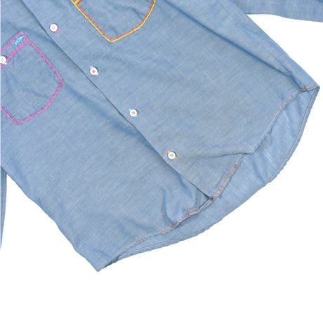 VINTAGE 70'S "MONTGOMERY WARD" HAND EMBROIDERY CHAMBRAY SHIRT