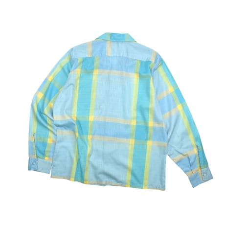 VINTAGE 60-70'S "OVEN SET" OPEN COLLAR PLAID SHIRT