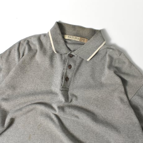 USED "NATURALIFE" STRIPE L/S POLO SHIRT