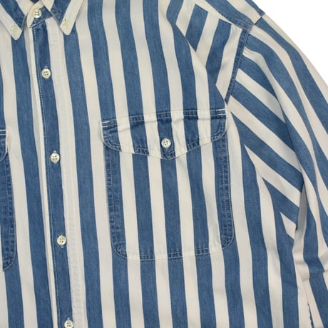 USED 90'S "ANCHOR BLUE" TWILL STRIPE B.D SHIRT