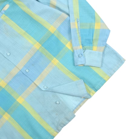 VINTAGE 60-70'S "OVEN SET" OPEN COLLAR PLAID SHIRT