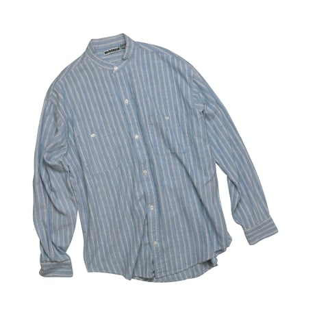 USED "BAND COLLAR" STRIPED SHIRT