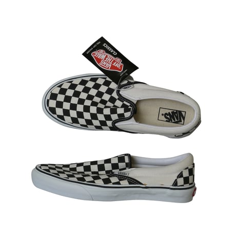 DEADSTOCK LATE 90'S VANS "CLASSIC SLIP-ON" CHECKER BORAD / WHITE