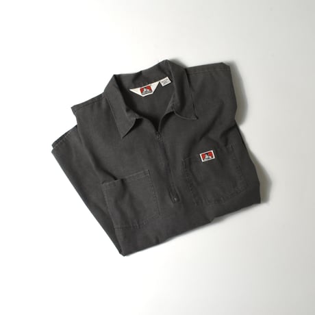 USED 90'S "BEN DAVIS" HALFZIP S/S SHIRT