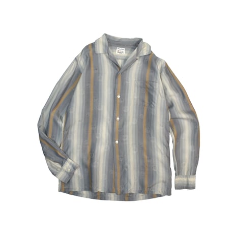 USED "MATSUO & CO."  SILK PATTERN OPEN COLLAR SHIRT
