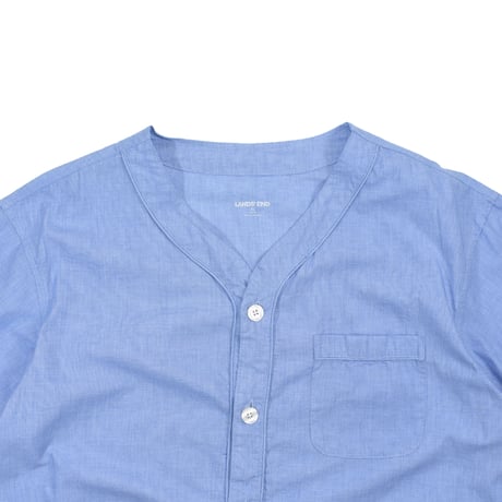 "LANDS' END" NO-COLLER CHAMBRAY PAJAMA SHIRT