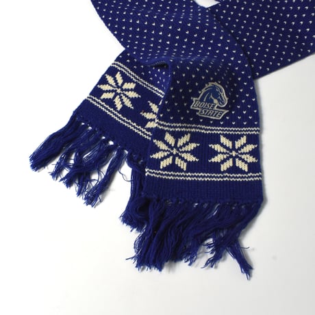 USED "BOISE STATE BRONCOS" FOOTBALL FRINGE SCARF