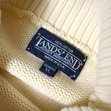 USED 90'S "LAND'S END" COTTON KNIT SWEATER