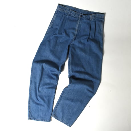 USED 90'S "BILL BLASS" 2-TUCK DENIM TROUSERS