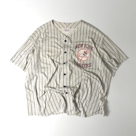 USED 90'S "NEW YORK YANKEES" STRIPE BASEBALL SHIRT
