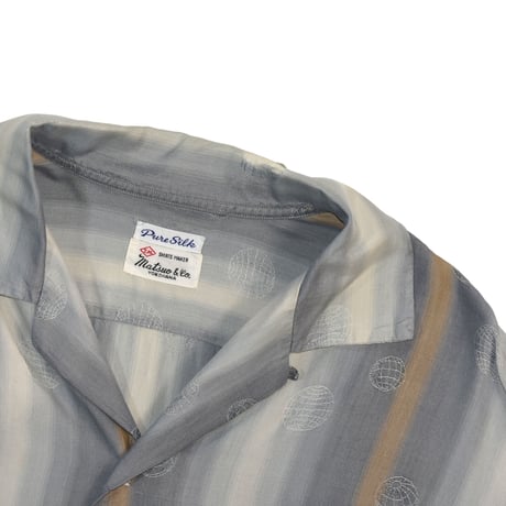 USED "MATSUO & CO."  SILK PATTERN OPEN COLLAR SHIRT