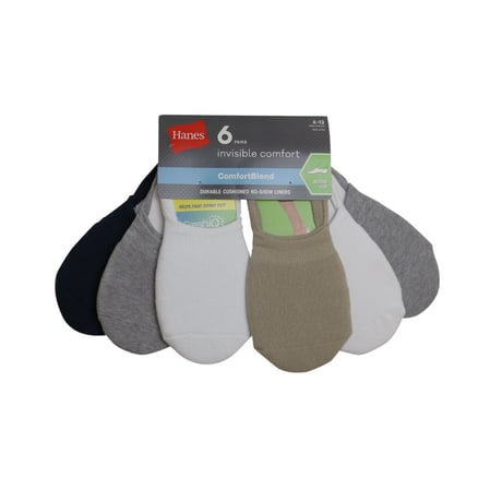 HANES 6PAIRS  INVISIBLE COMFORT SOCKS