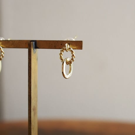 K18YG｜Round Double Link Pierce｜Twist×Plain