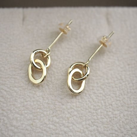 K18YG｜Link Pierce｜Round-Double｜Plain×Plain