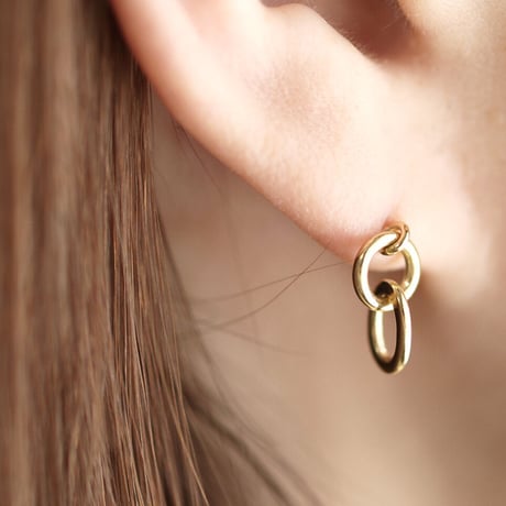 K18YG｜Link Pierce｜Round-Double｜Plain×Plain