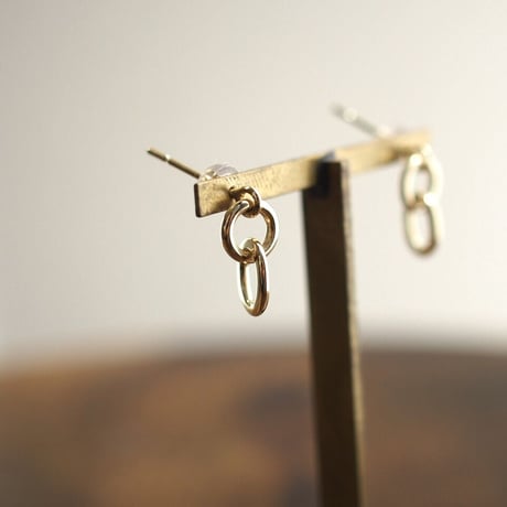K18YG｜Link Pierce｜Round-Double｜Plain×Plain