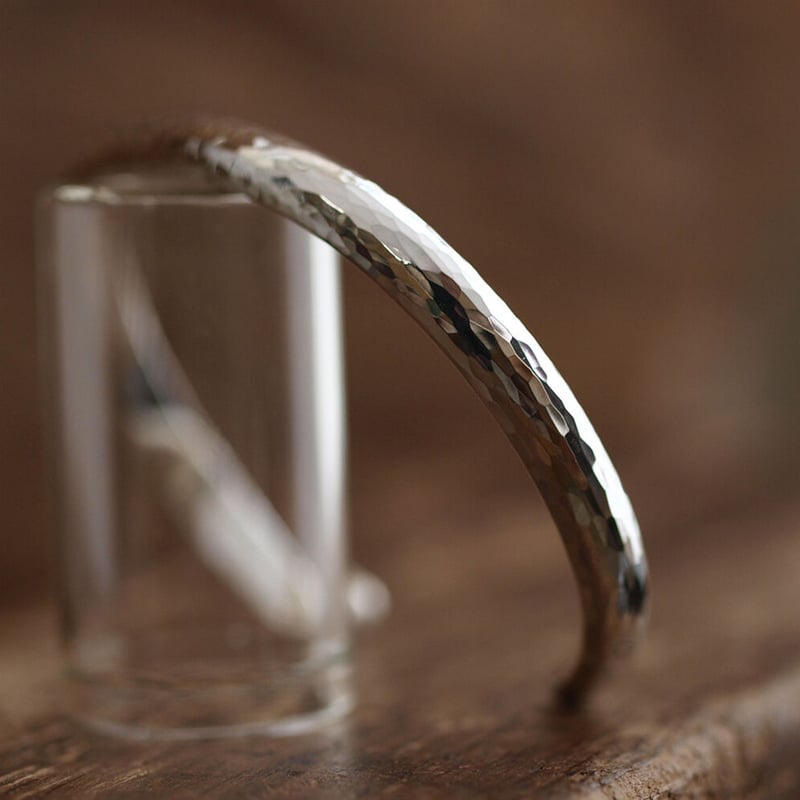 Silver950｜Pair｜bangle｜hammered｜halfround｜6㎜ | S...