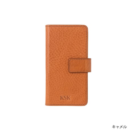 KSK手帳型ケースロゴ：iPhone8/7/6S/6（キャメル/コバルト/レッド/ブラック）