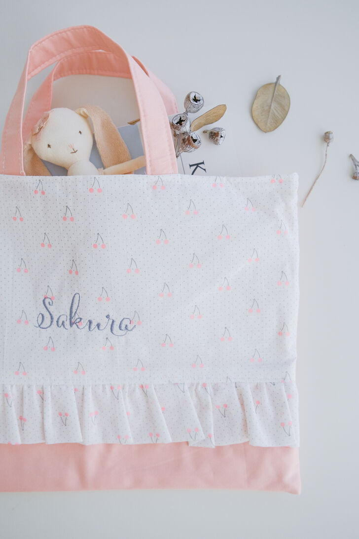 フリルのお名前刺繍レッスンバッグ④【注文後1～2週間で発送