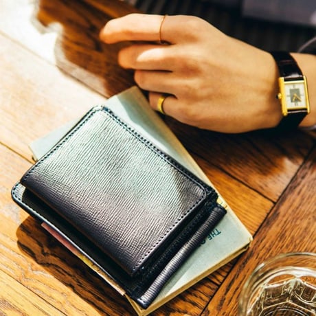 MONEY CLIP  WITH COIN POCKET / EMBOSSED LEATHER