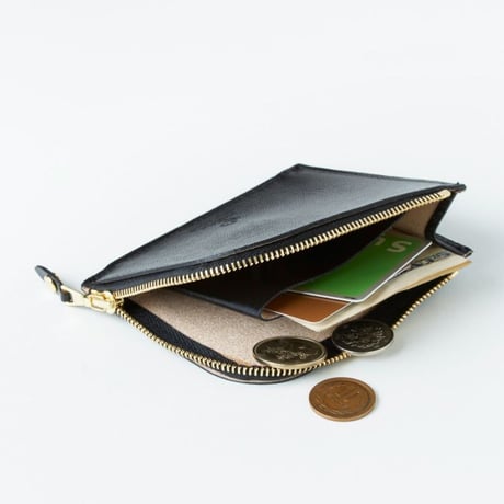 ZIP MINI PURSE WITH GUSSET / EMBOSSED LEATHER