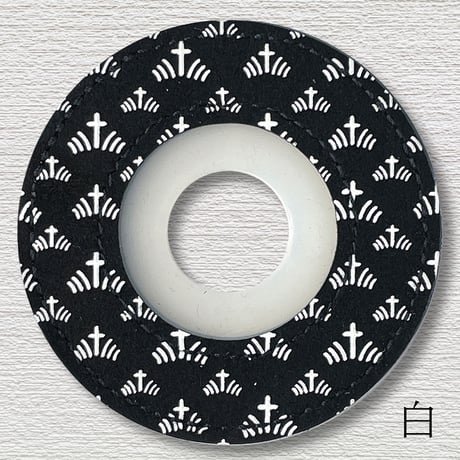 綺麗な印伝風紋様　印伝風鍔止めゴム菖蒲