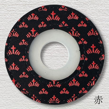 綺麗な印伝風紋様　印伝風鍔止めゴム菖蒲
