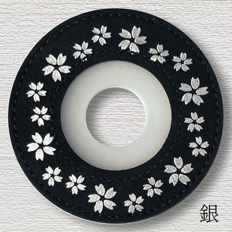 綺麗な印伝風紋様　印伝風鍔止めゴム桜