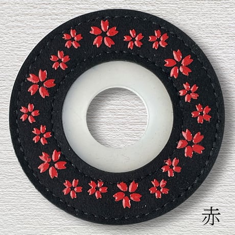 綺麗な印伝風紋様　印伝風鍔止めゴム桜