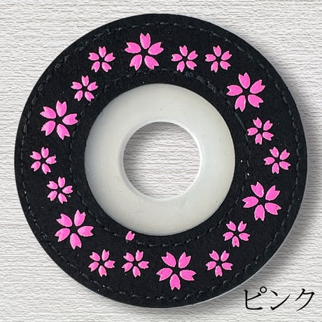 綺麗な印伝風紋様　印伝風鍔止めゴム桜