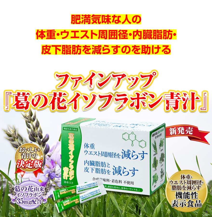 おいしい 葛の花 イソフラボン 青汁 【機能性表示食品】3g×30包入×3箱