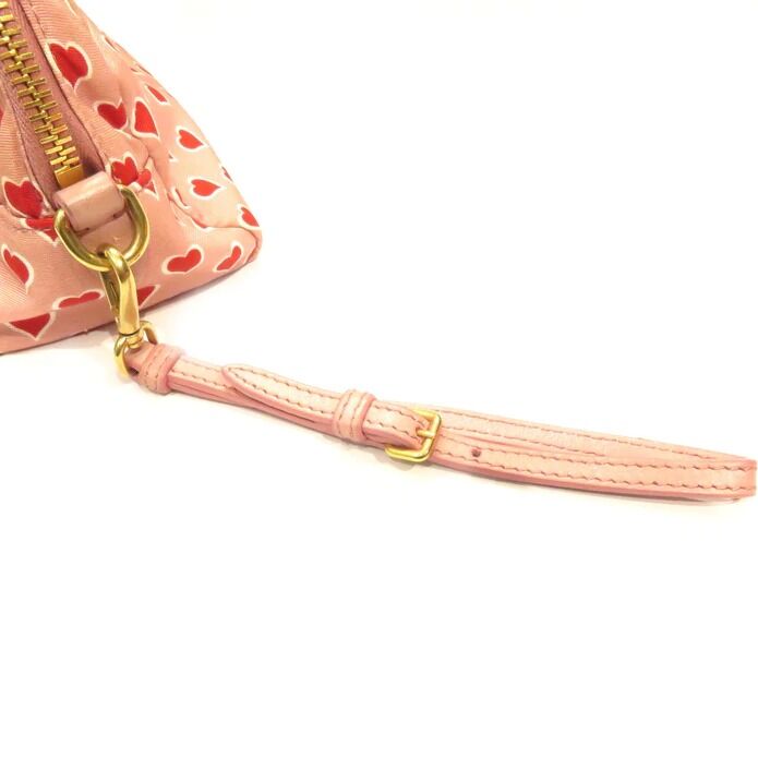 miu miu♡ハート柄ピンクポーチ♡クラッチバッグ MIU MIU ポーチ ハート柄 5NE457 ピンク キャンバス ランクA